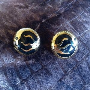 Vintage Karla Jordan - Black & Gold Earrings